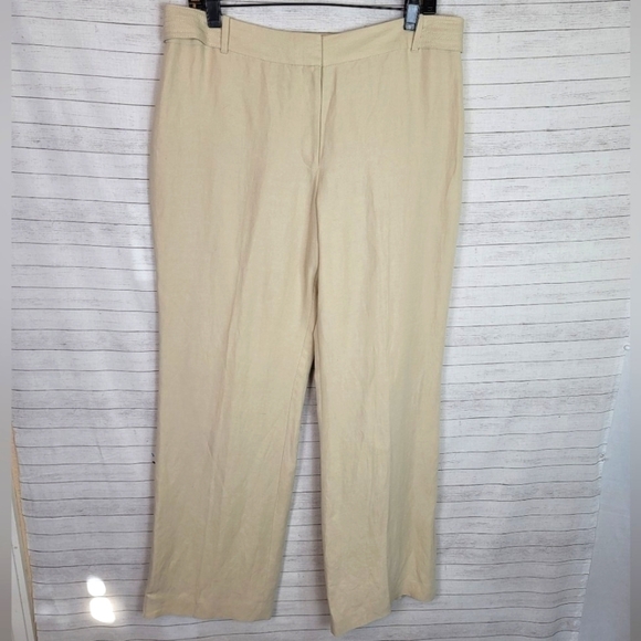 ANN TAYLOR LINEN BLEND LINEN COLOR WIDE LEG TROUSERS, SZ 12 - Picture 1 of 12